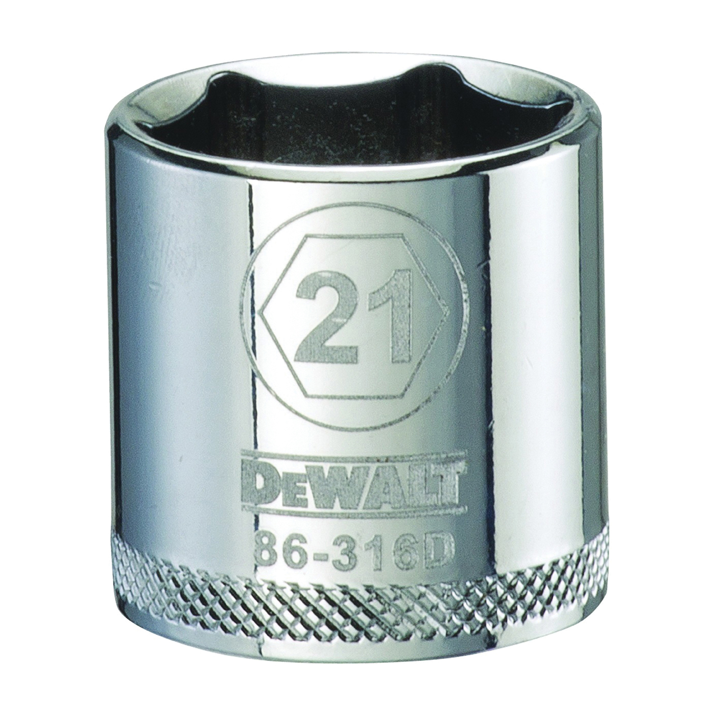 DWMT86316OSP Hand Socket, 21 mm Socket, 3/8 in Drive, 6-Point, Vanadium Steel, Polished Chrome