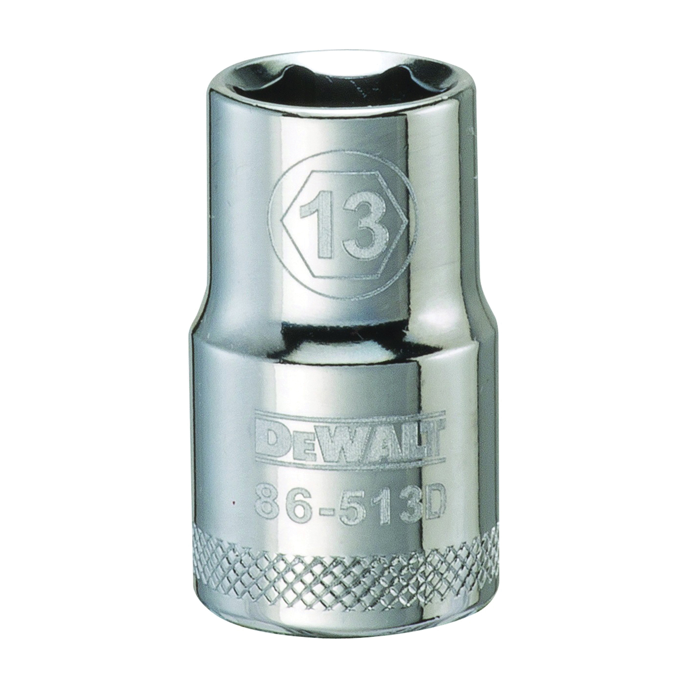 DWMT86513OSP Drive Socket, 13 mm Socket, 1-1/2 in OAL, 1/2 in Drive, 6 -Point, Vanadium Steel, Polished Chrome