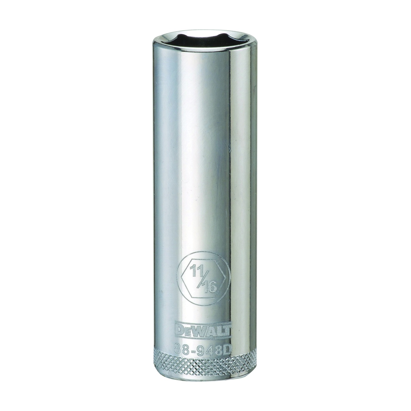 DWMT88948OSP Drive Socket, 11/16 in Socket, 1/2 in Drive, 6-Point, Vanadium Steel, Polished Chrome