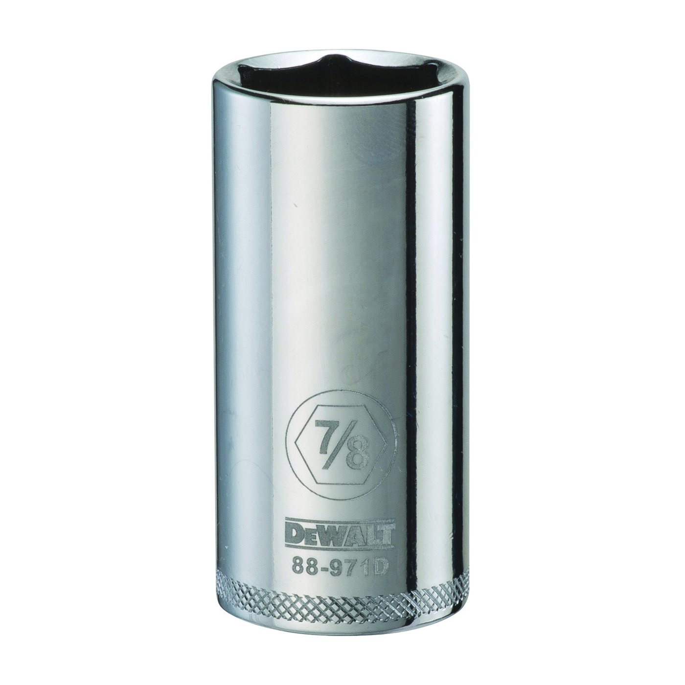 DWMT88971OSP Drive Socket, 7/8 in Socket, 3/8 in Drive, 6-Point, Vanadium Steel, Polished Chrome
