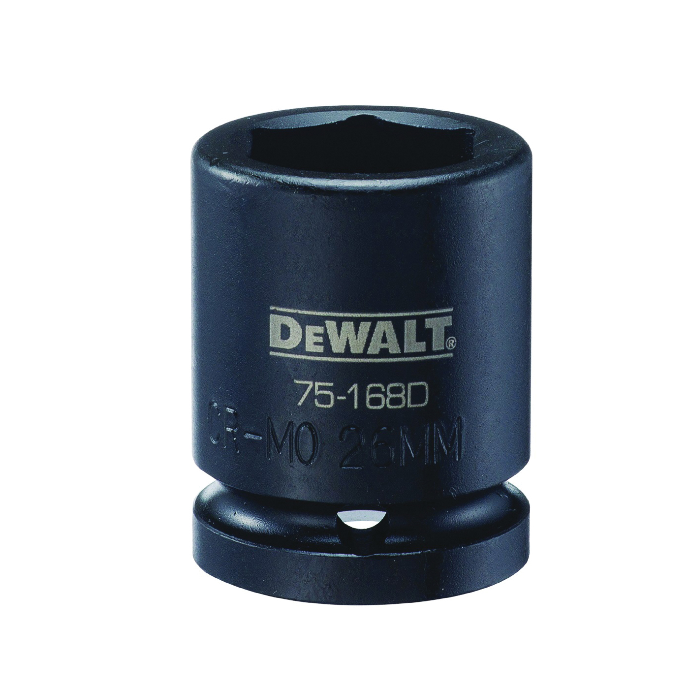 DWMT75168OSP Impact Socket, 26 mm Socket, 5/8 in D Socket, 3/4 in Drive, 6-Point, CR-440 Steel, Black Oxide