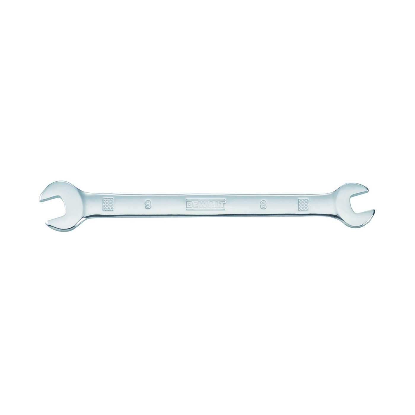 DWMT75431OSP Open End Wrench, Metric, 8 x 9 mm Head, 5-1/2 in L, Polished Chrome