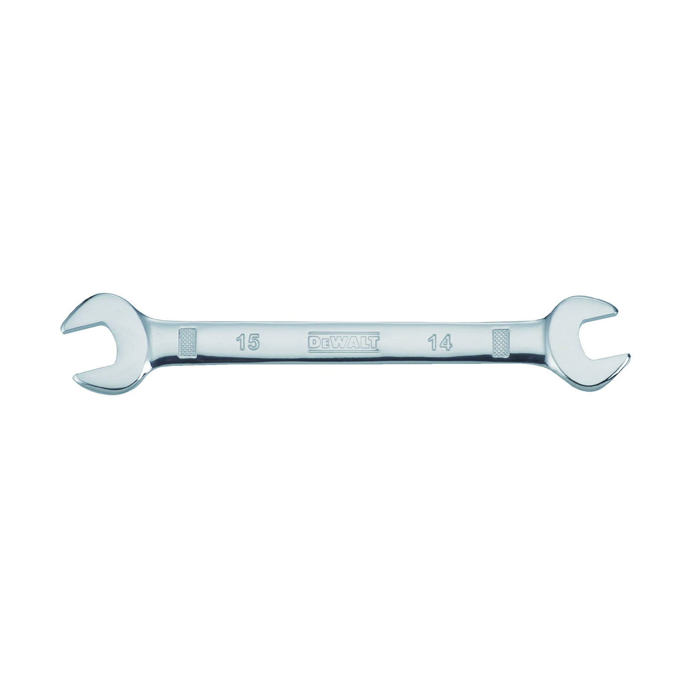 DWMT75434OSP Open End Wrench, Metric, 14 x 15 mm Head, 7-13/32 in L, Polished Chrome