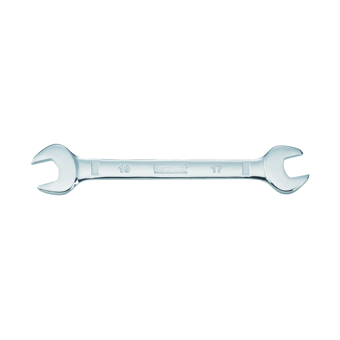 DWMT75436OSP Open End Wrench, Metric, 17 x 19 mm Head, 8-11/16 in L, Polished Chrome