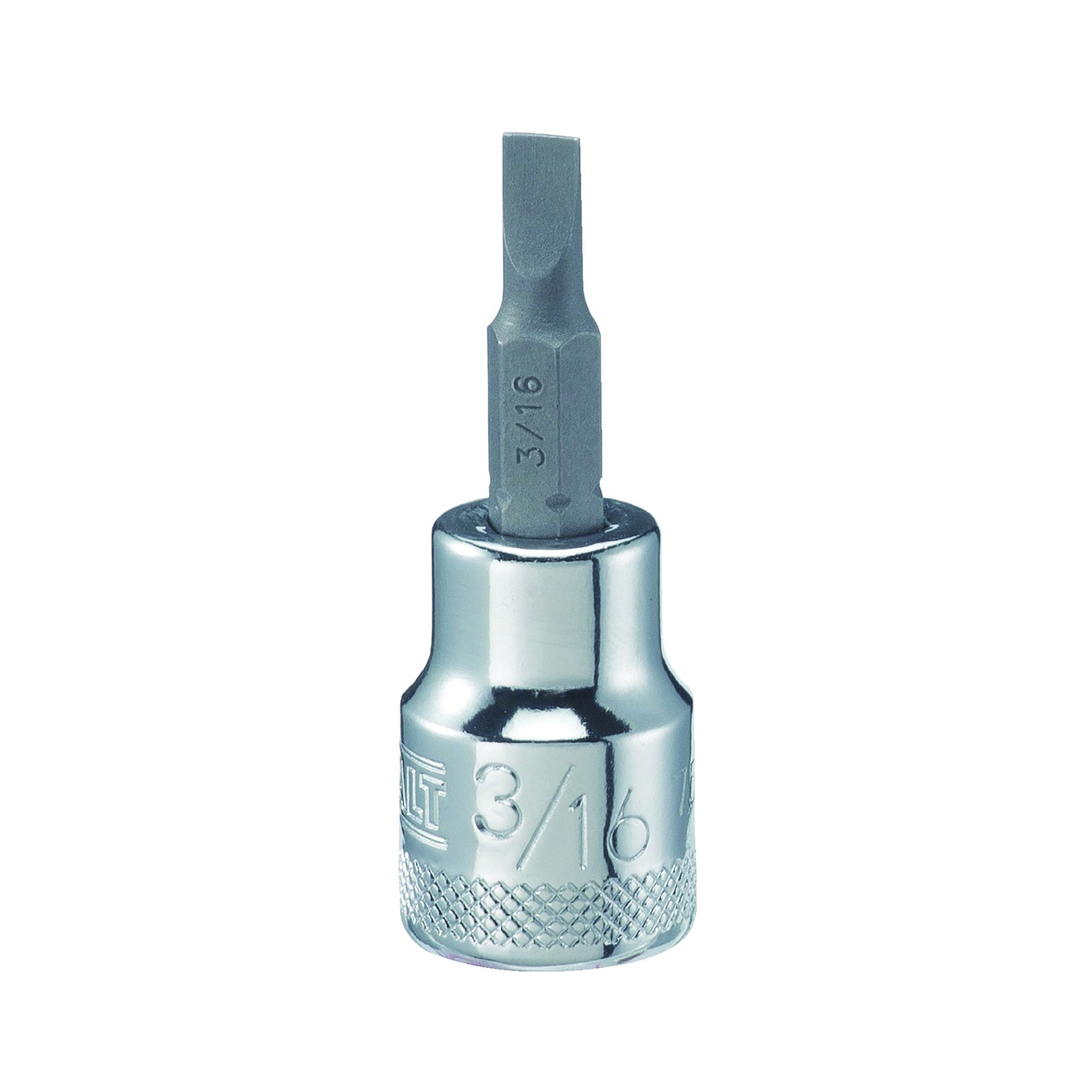 DWMT75449OSP Slotted Screwdriver Bit Socket, 3/16 in Tip, 3/8 in Drive, Polished Chrome Vanadium