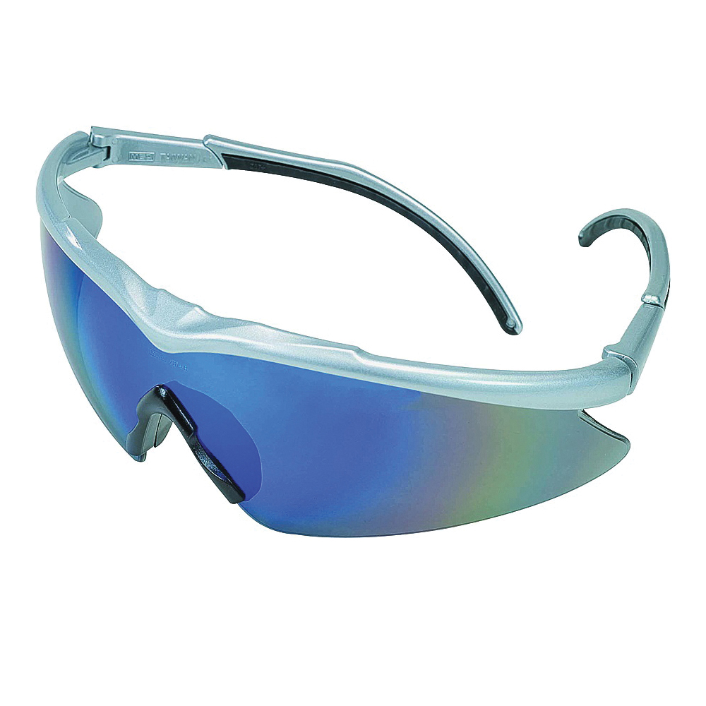 10083094 Safety Glasses, Unisex, Anti-Fog Lens, Wraparound Frame, Silver Frame