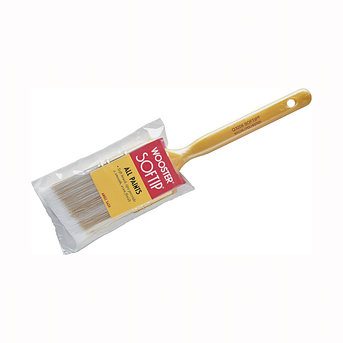 Wooster Q3208-1-1/2 Paint Brush, 1-1/2 in W, 2-3/16 in L Bristle, Nylon/Polyester Bristle, Beaver Tail Handle