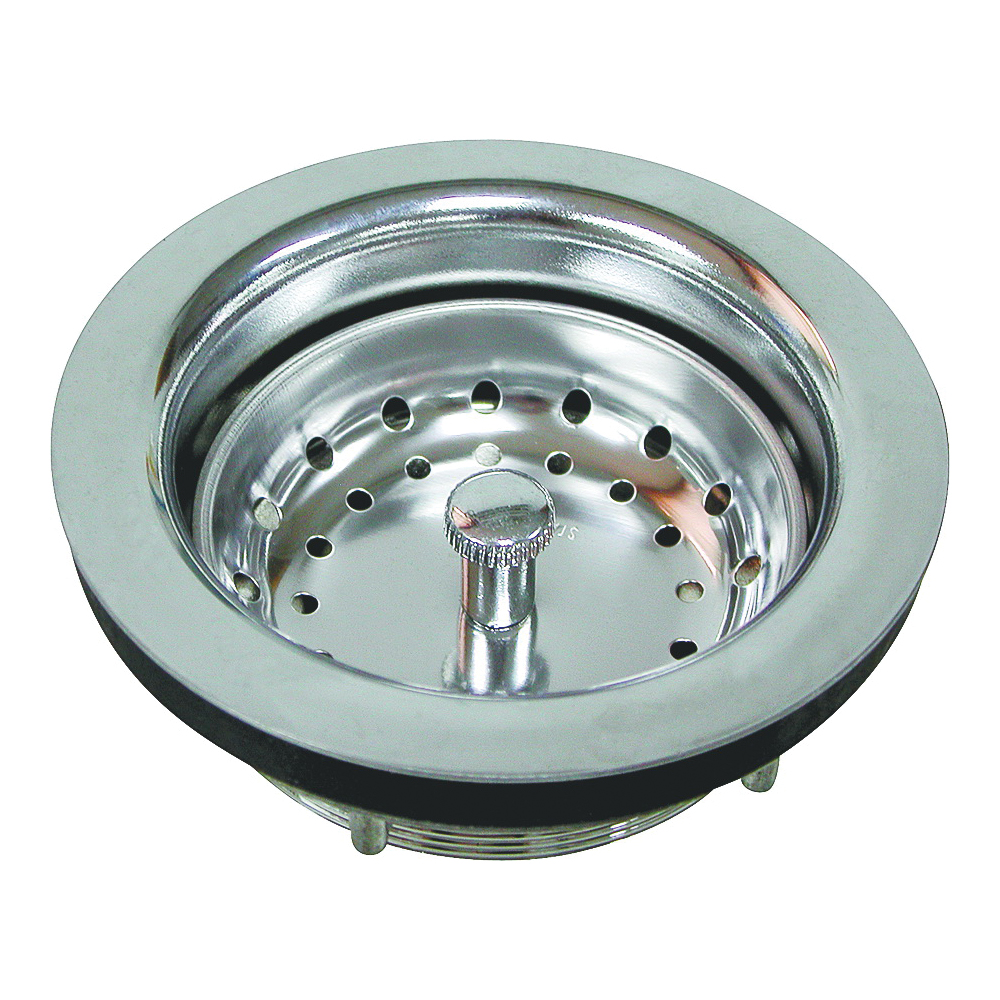 PMB-131 Basket Strainer, 3-1/2 in Dia, Chrome, For: 3-1/2 in Dia Opening Sink