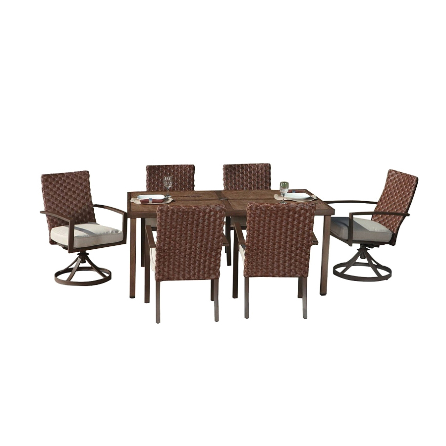 223-MM19-185-7D Addison Dining Set, Woven Back, 7 Pc