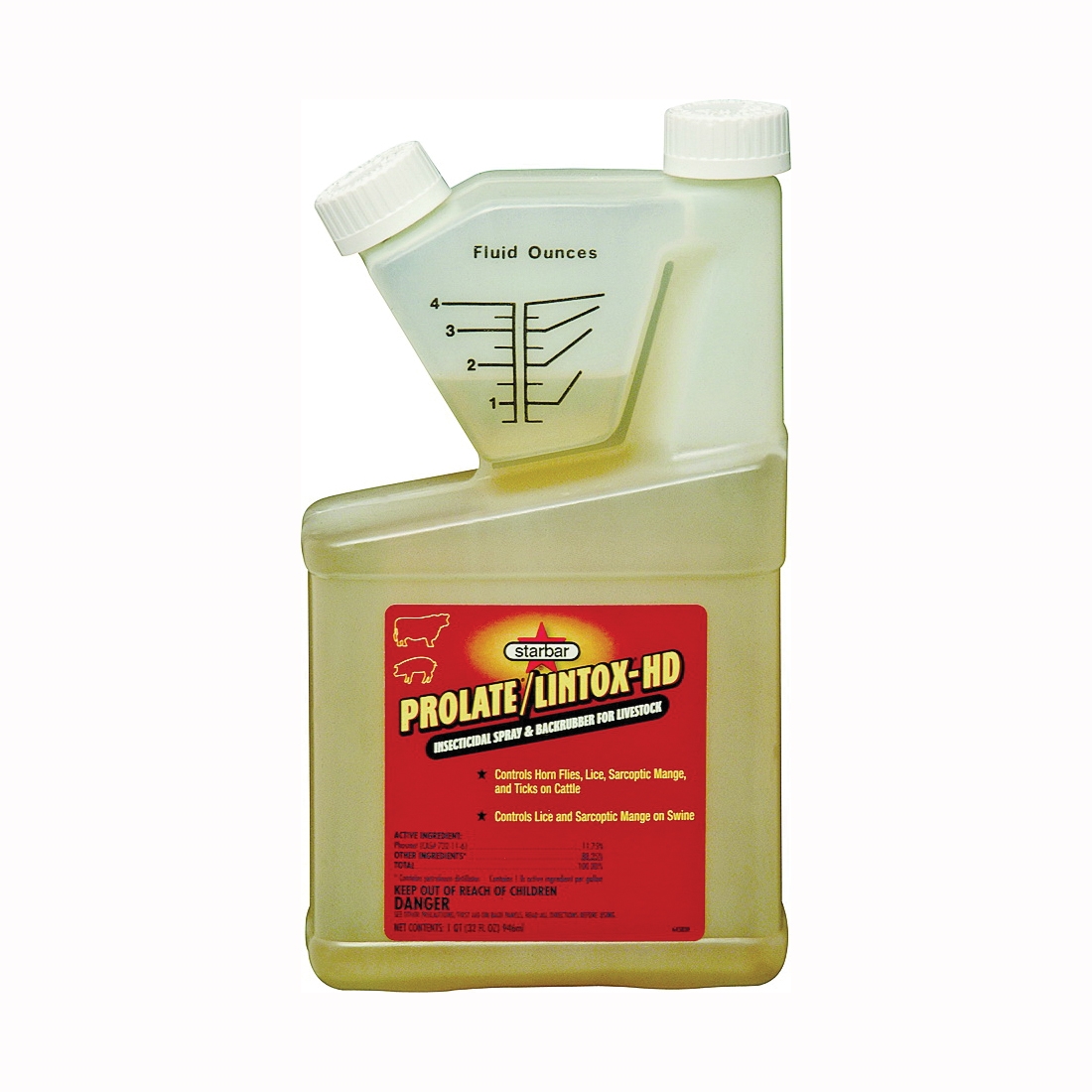 PROLATE/LINTOX-HD 64580 Insecticide Spray and Backrubber, Liquid, Light Amber/Medium Brown, 1 qt Bottle