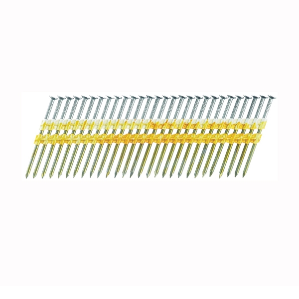 Senco KD28ASBS Series Collated Nail, Plastic Strip Collation, 3-1/4 in L, Steel, Galvanized, Full Round Head