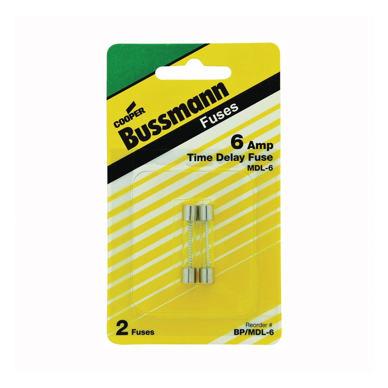 Bussmann BP/MDL-6 Time Delay Fuse, 6 A, 32 V, Glass Body - 1