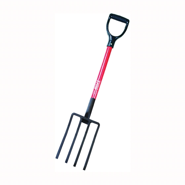 BULLY Tools 92370 Spading Fork, 7-1/2 in W Tine, 10 in L Tines, 4 -Tine, Steel Tine, Fiberglass Handle - 2