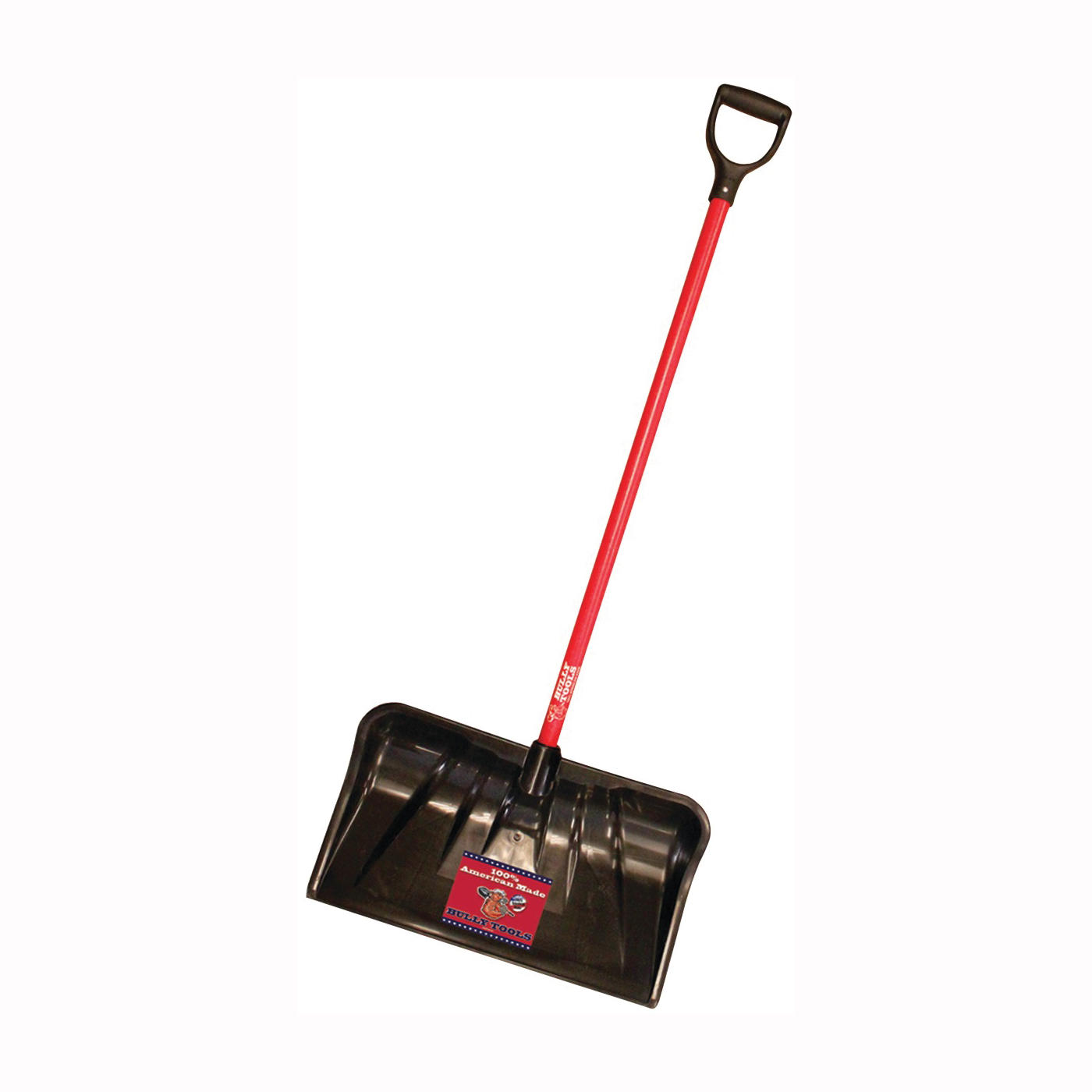 BULLY Tools 92814 Snow Shovel, 22 in W Blade, 19-3/4 in L Blade, Plastic Blade, Fiberglass Handle, 56 in OAL - 1