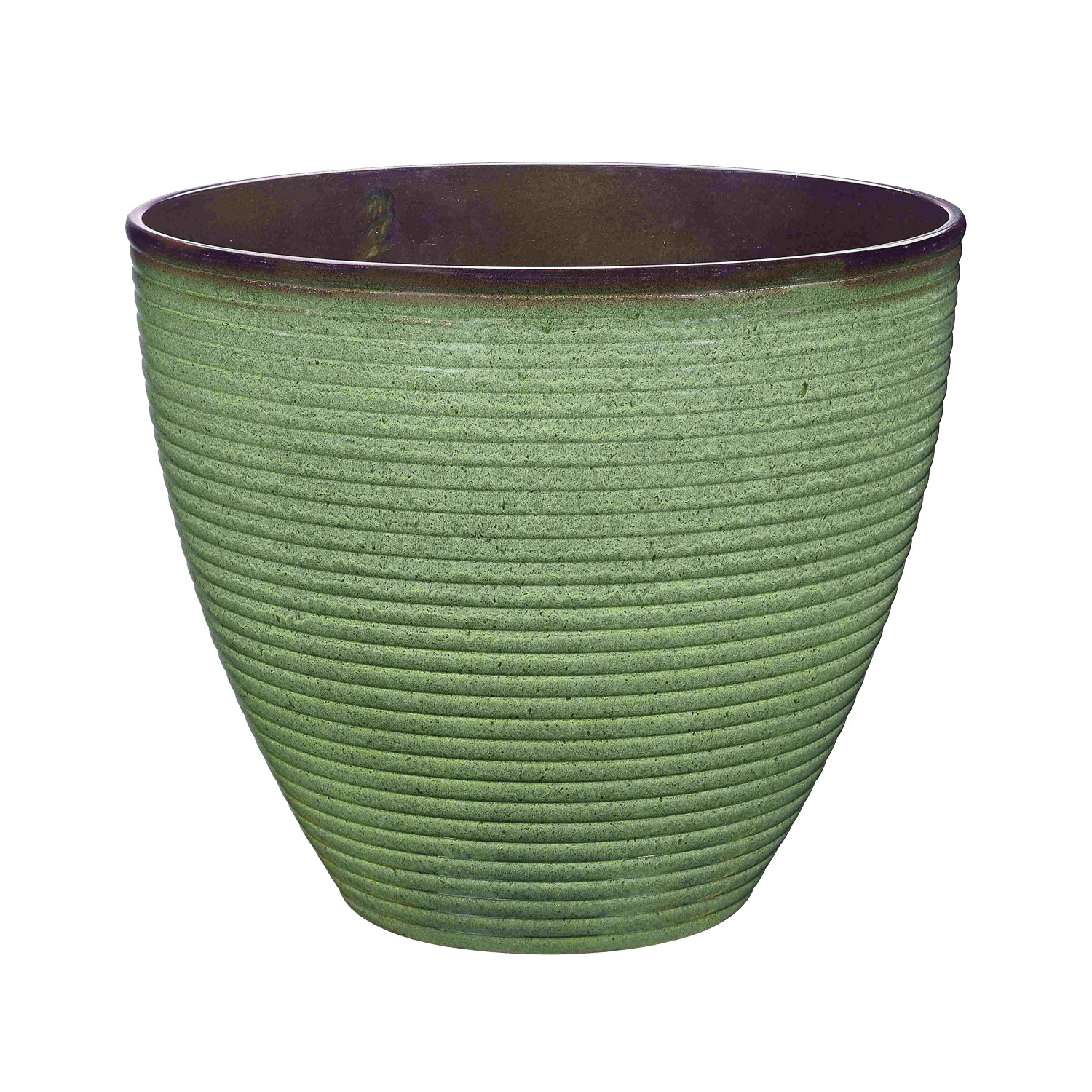 Landscapers Select PT-S006 Wave Planter, 15 in Dia, 12-1/2 in H, Round, Resin, Green, Green Wave
