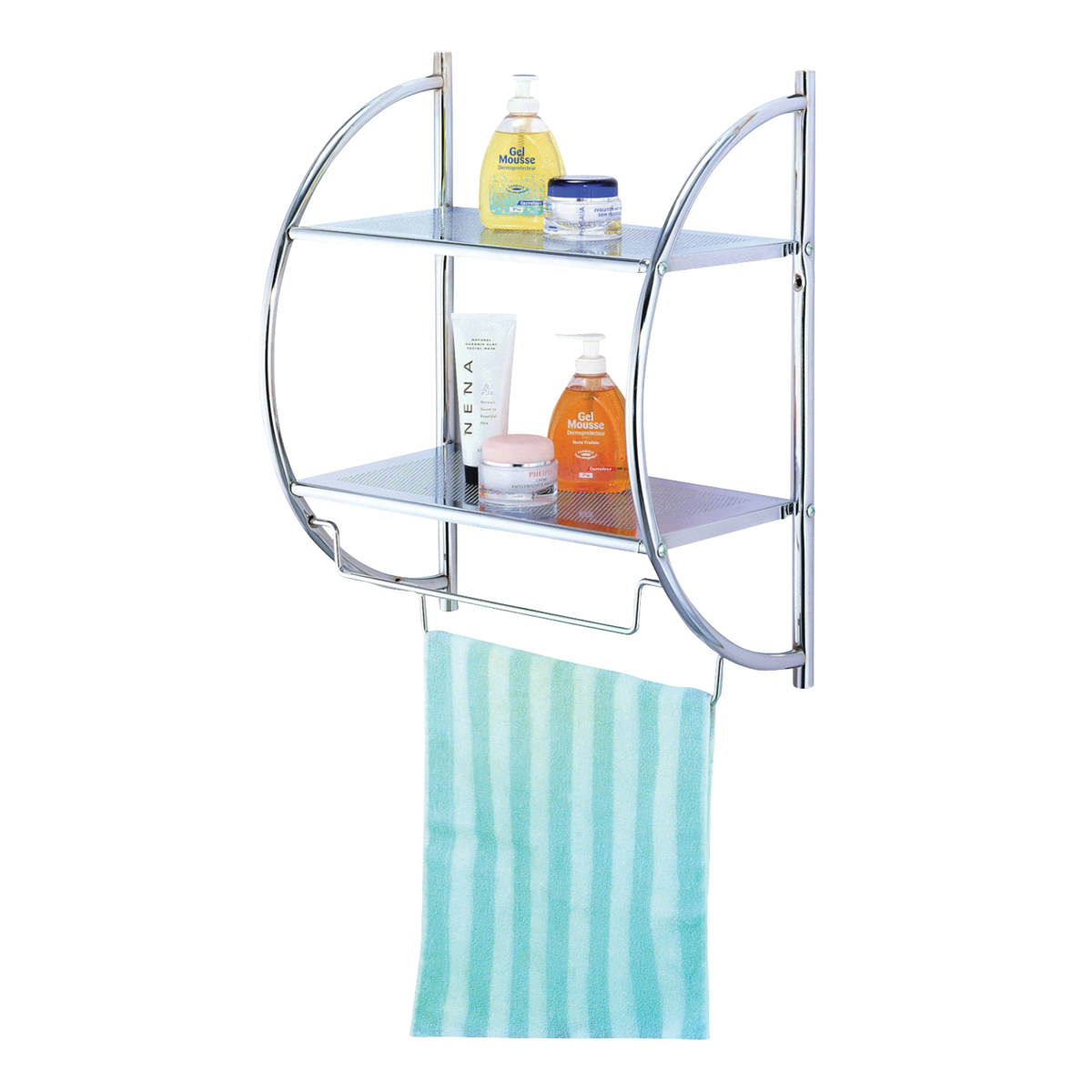 Y19-CH Bathroom Rack, 8.8 lb Each Shelf, 8.8 lb Each Towel Rack Max Weight Capacity, 1-Shelf, Metal