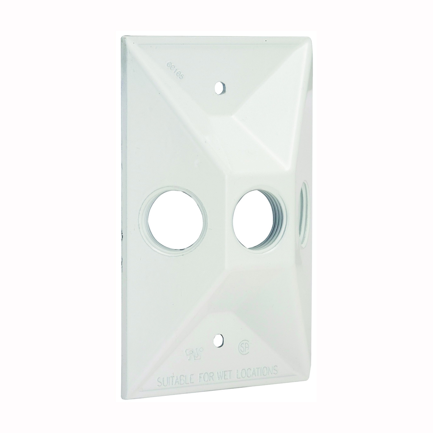 5189-1 Cluster Cover, 4-19/32 in L, 2-27/32 in W, Rectangular, Zinc (Metal), White, Powder-Coated