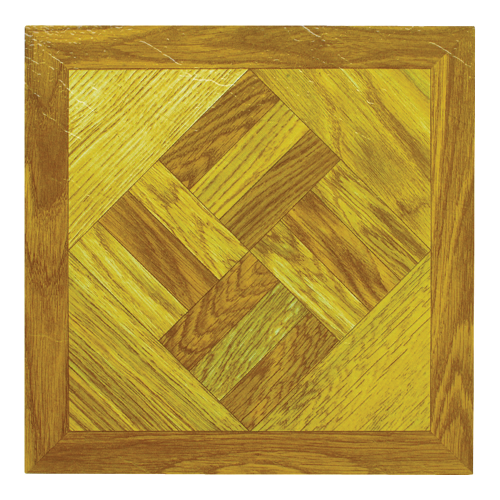 ELE-1518-3L Vinyl Floor Tile, 12 in L Tile, 12 in W Tile, Square Edge, Wood Geometric