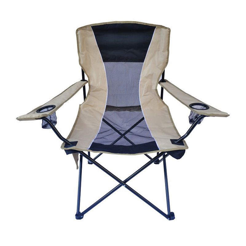 FS587N Oversize Back Netting Folding Chair with Side Bag and Cup Holder, 22 in D, 250 lb Capacity