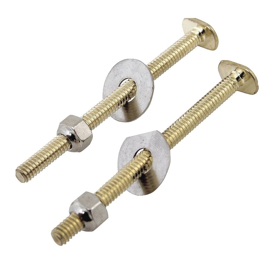 Exclusively Orgill PMB-229 Bolt Set, Steel, Brass, For: Use to Attach Toilet to Flange, 1/4 in x 3-1/2 in Bolts and Steel Washers