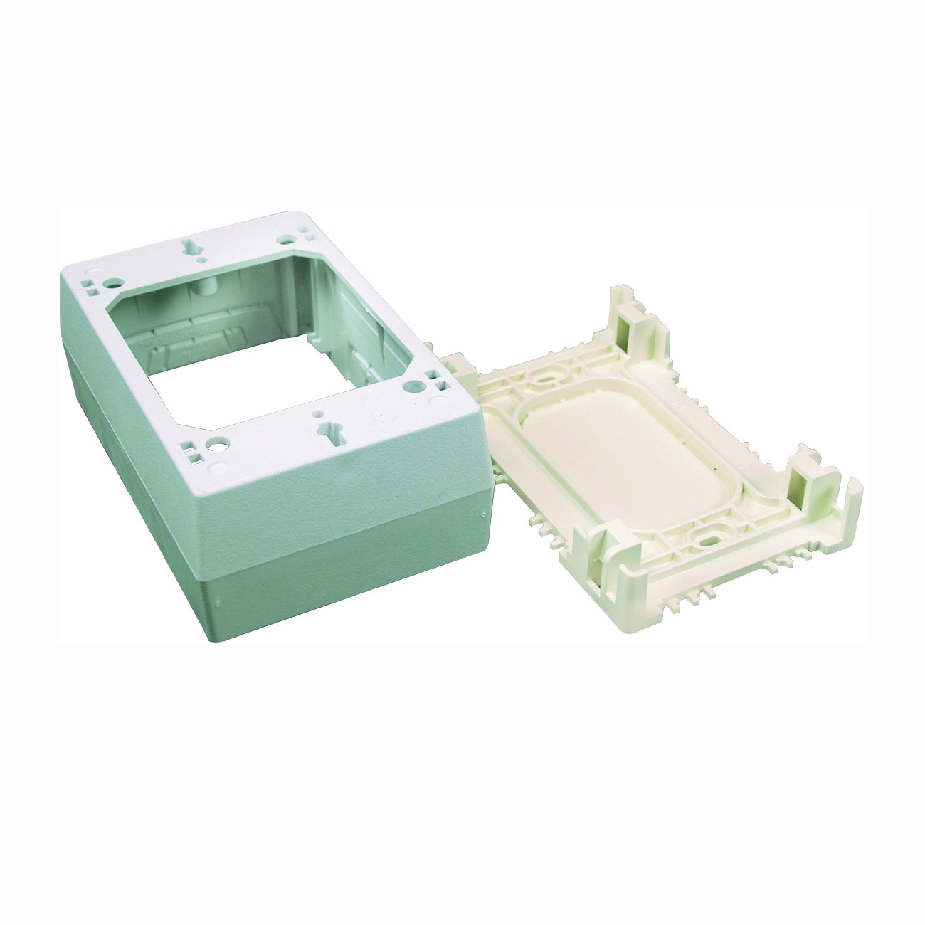 CordMate II C53 Datacom Box, 1 -Gang, Plastic, White, Wall Mounting