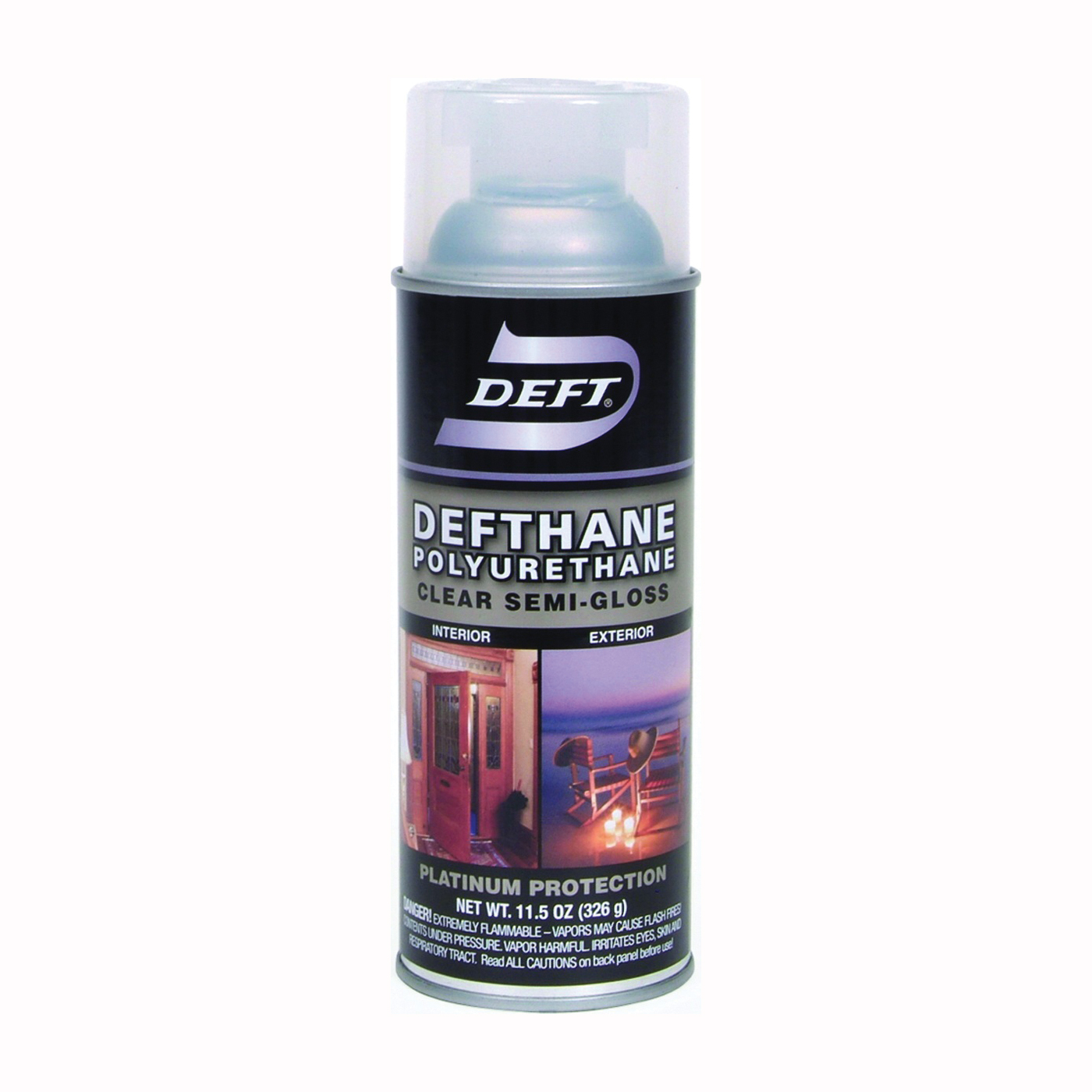 Defthane 023-13 Polyurethane, Semi-Gloss, Liquid, Amber, 11.5 oz, Aerosol Can