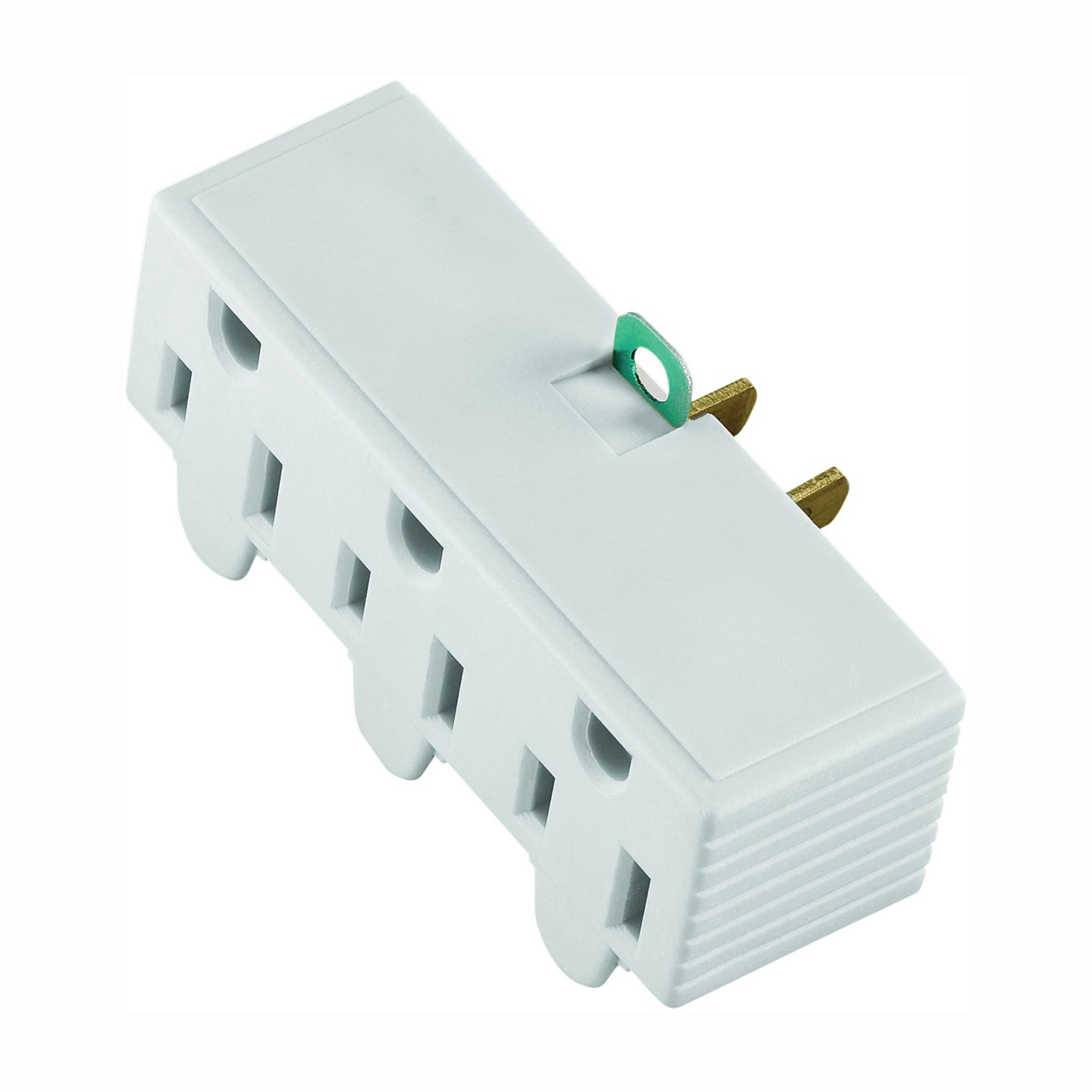 BP1219W Outlet Adapter, 2 -Pole, 15 A, 125 V, 3 -Outlet, NEMA: NEMA 1-15 to 5-15, White