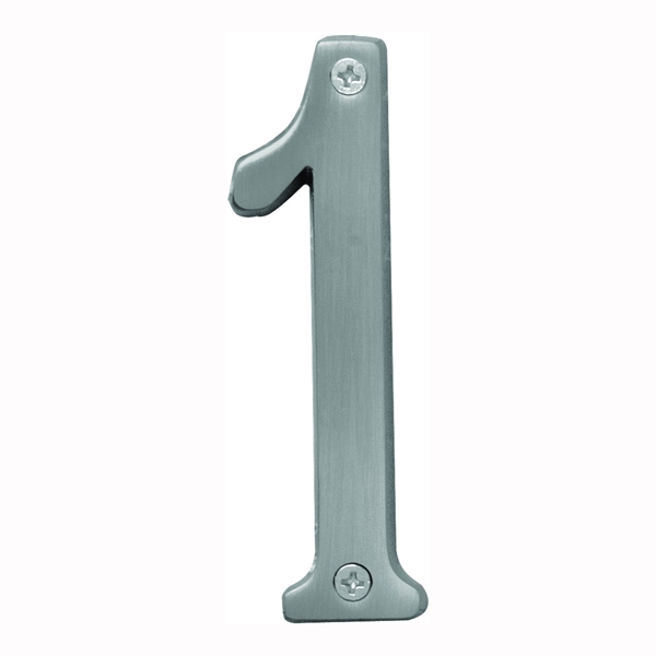 HY-KO Prestige BR-43SN/1 House Number, Character: 1, 4 in H Character, Nickel Character, Brass - 1