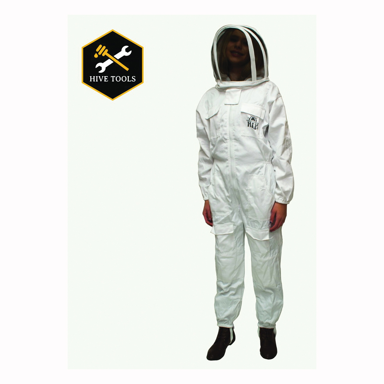 CLOTHSXXL-101 Beekeeping Suit, 2XL, Zipper Closure, Polycotton