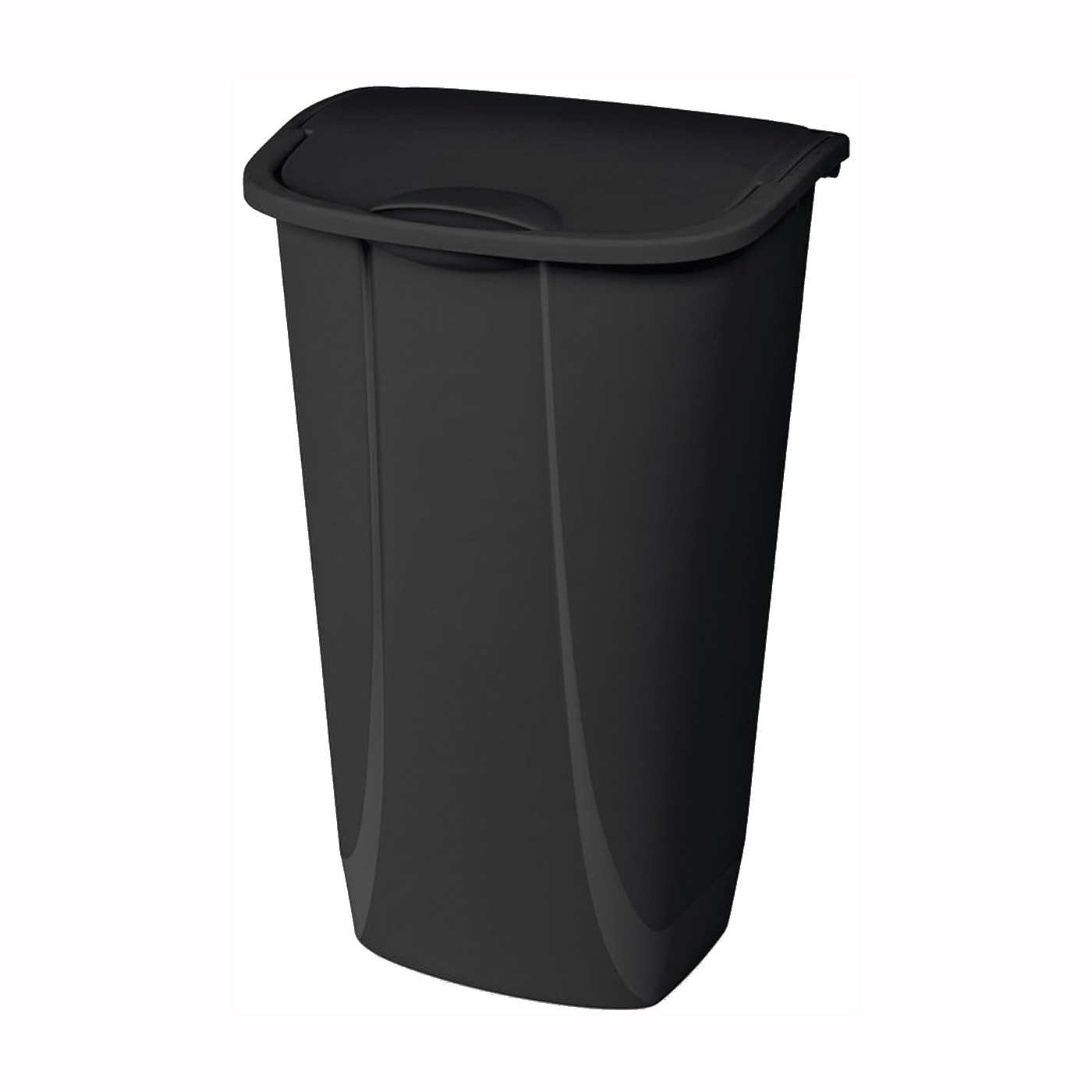 10939006 Waste Basket, 11 gal Capacity, Plastic, Black, 25 in H