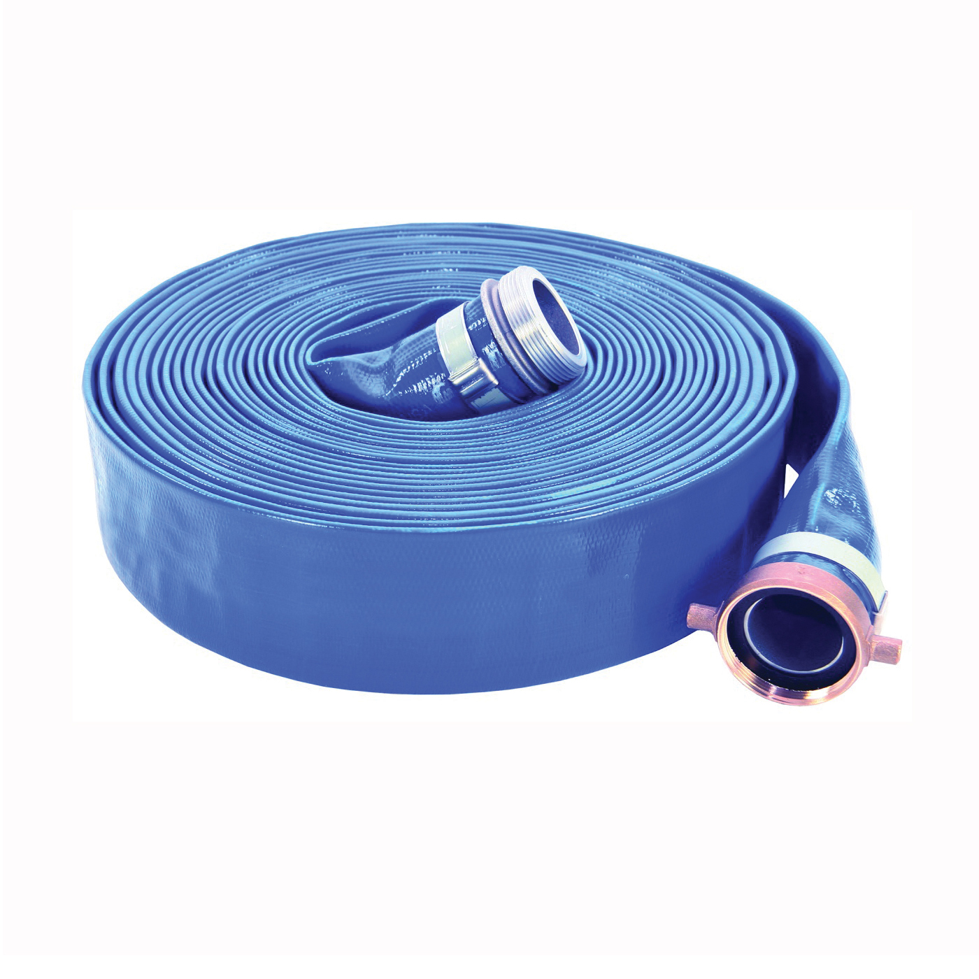 1147-3000-50-CE Pump Discharge Hose Assembly, 3 in ID, 50 ft L, Male x Female Coupling, PVC, Blue