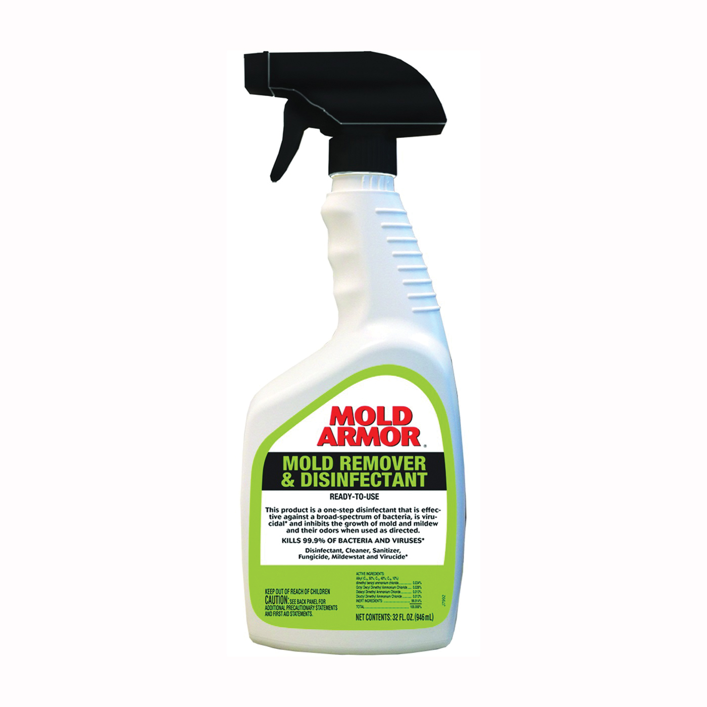 FG552 Mold Remover and Disinfectant, 32 oz, Liquid, Benzaldehyde Organic, Clear