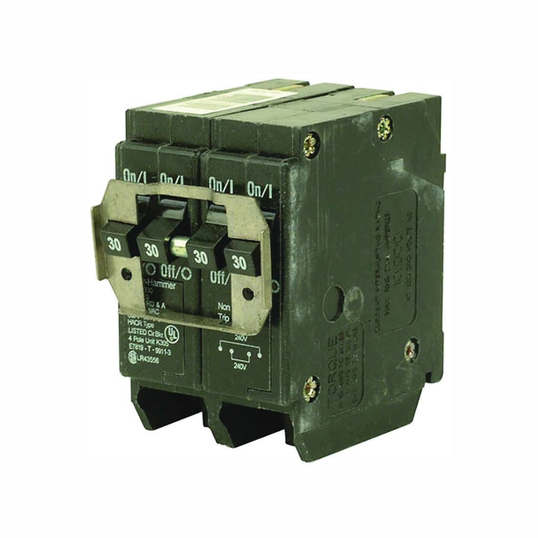 BQ230230 Circuit Breaker with Rejection Tab, Quad, Type BQ, 30 A, 4 -Pole, 120/240 V, Plug Mounting