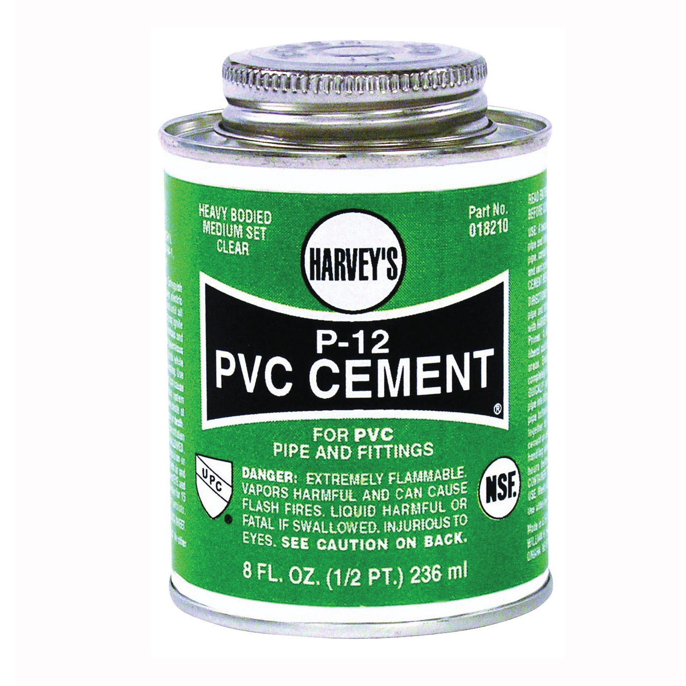 018210-24 Solvent Cement, 8 oz Can, Liquid, Clear