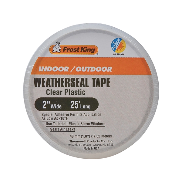 T94H Weatherseal Tape, 2 in W, 25 ft L, Plastic, Clear