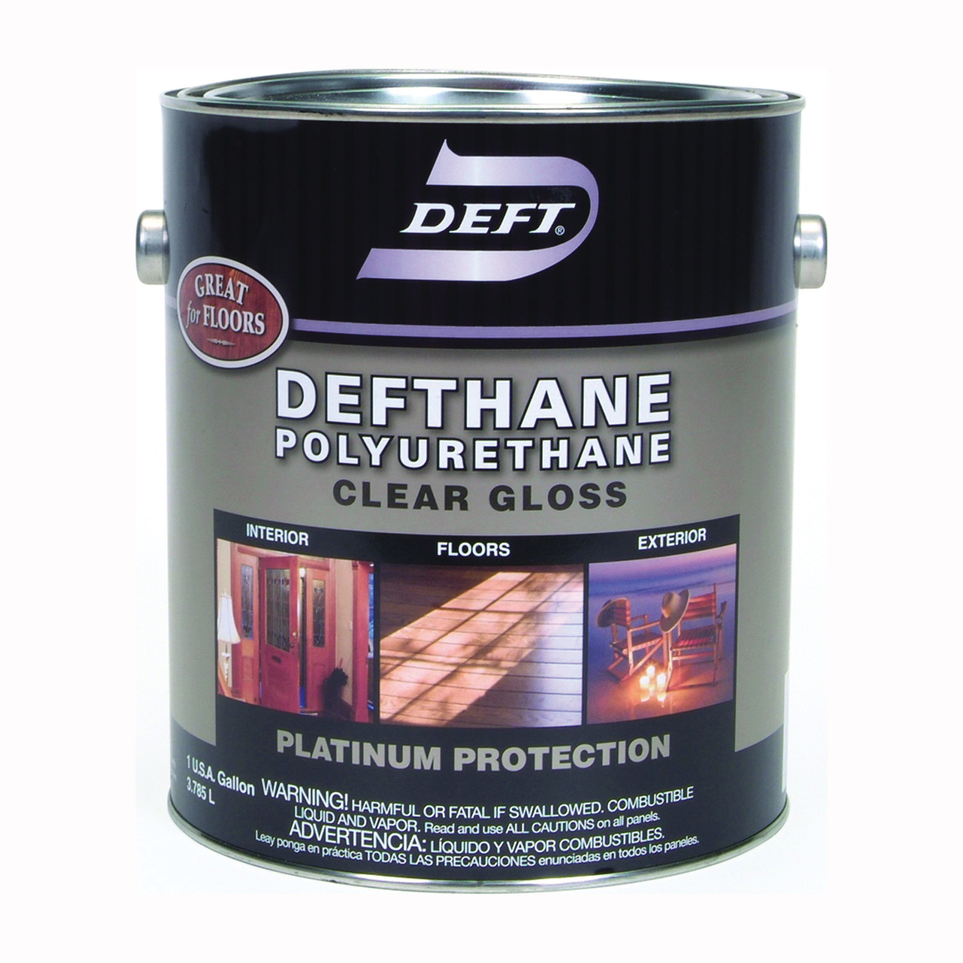 Defthane 020-01 Polyurethane Paint, Gloss, Liquid, Amber, 1 gal, Can