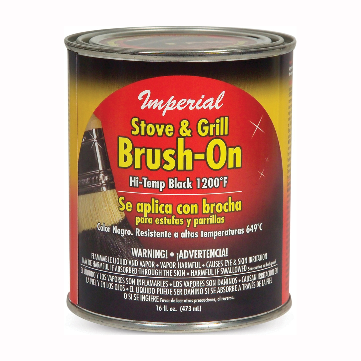 CH0134 Stove and Grill Paint, Liquid, Black, Solvent, 16 fl-oz Can