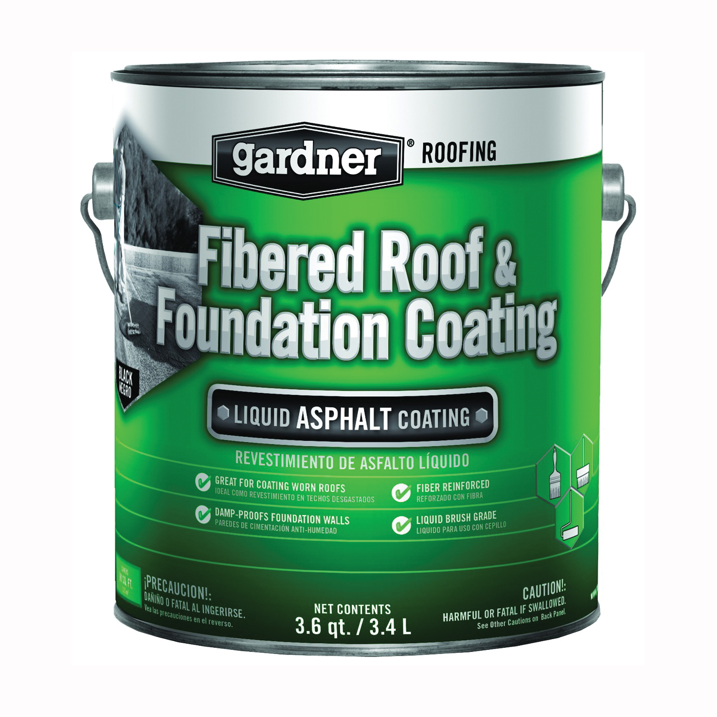 Gardner 0101-GA Roof Coating, Black, 3.4 L, Liquid