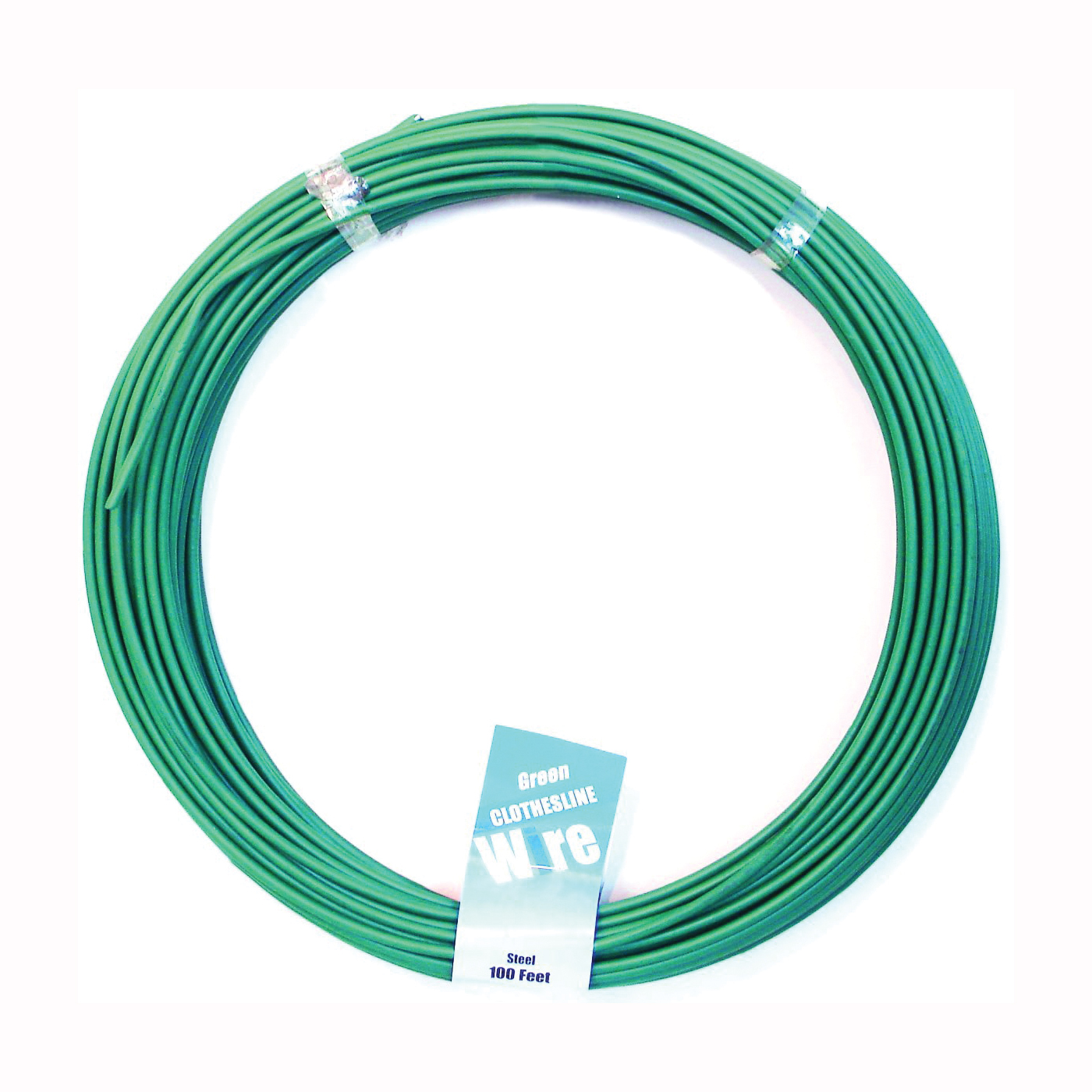 11269 Solid Wire Clothesline, 100 ft L, Steel, Green