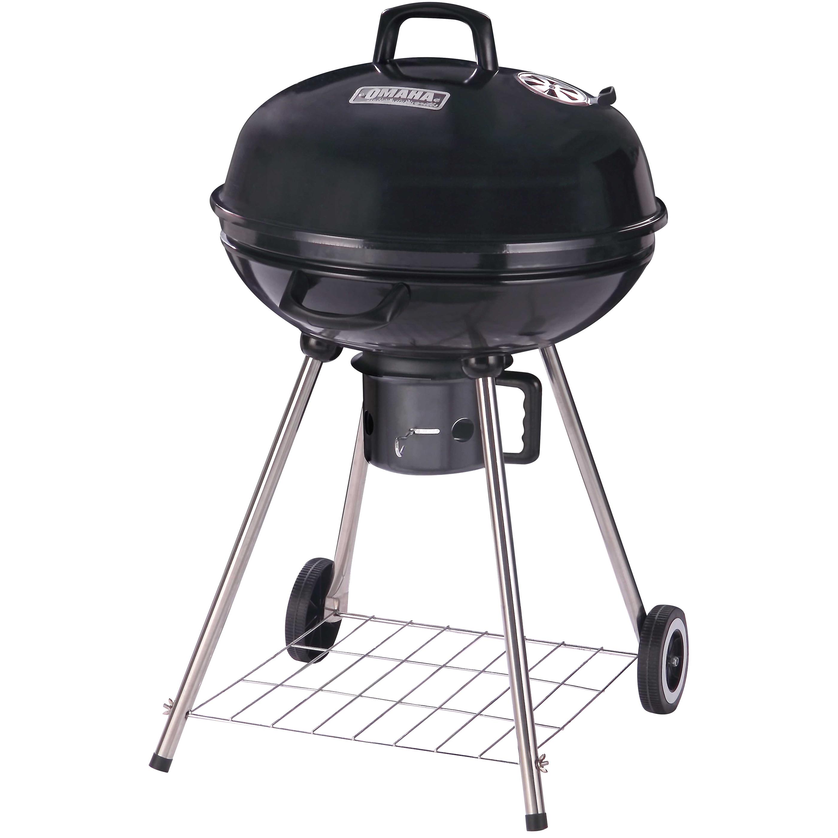 Charcoal Kettle Grill, 2-Grate, 397 sq-in Primary Cooking Surface, Black, Steel Body