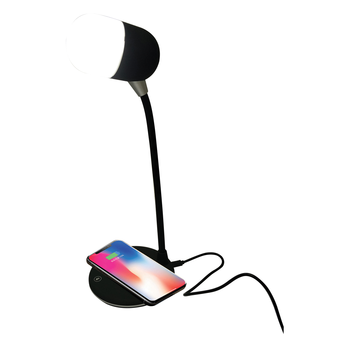 SH08 3-in-1 Speaker with Wireless Phone Charger and LED Lamp, Black