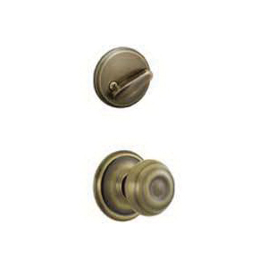 Schlage F Series F59GEO609 Handleset Interior Trim, 1 Grade, Mechanical Lock, Metal, Antique Brass, Knob Handle