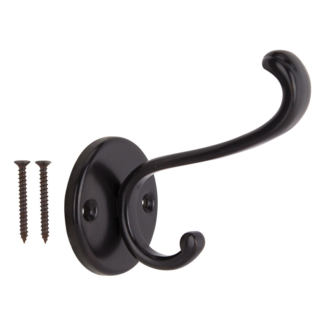 H-032-10B Coat and Hat Hook, 22 lb, 2-Hook, 1 in Opening, Zinc, Oil-Rubbed Bronze