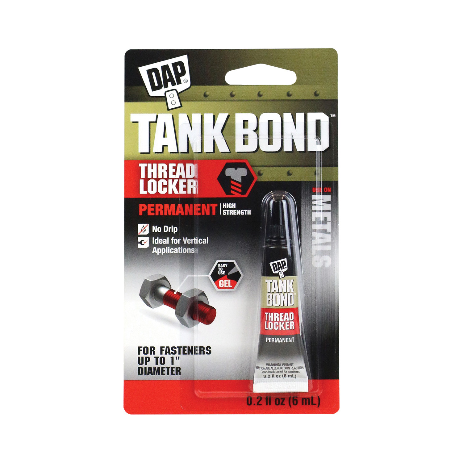 DAP 7079800166 Permanent Thread Locker, Red, Liquid, 0.2 oz Tube