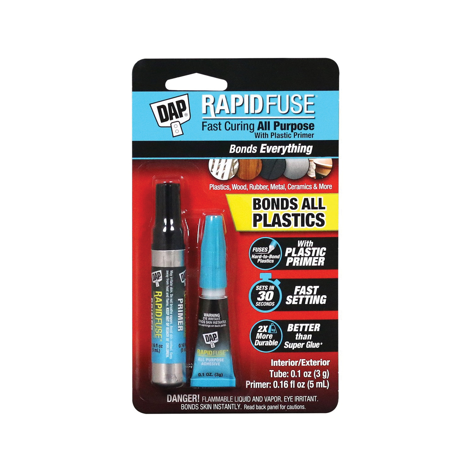 RapidFuse 7079800171 Plastic Primer Kit, Liquid, Sharp, Clear, 0.1, 0.16 fl-oz Tube