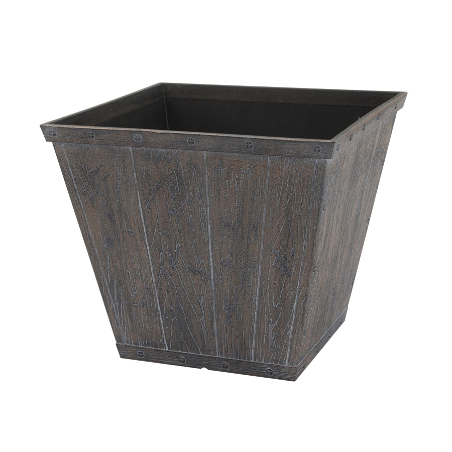 Landscapers Select S17050410-01-A Square Barn Planter, 8-1/2 in H, 10 in W, Square, High-Density Resin, White Wash