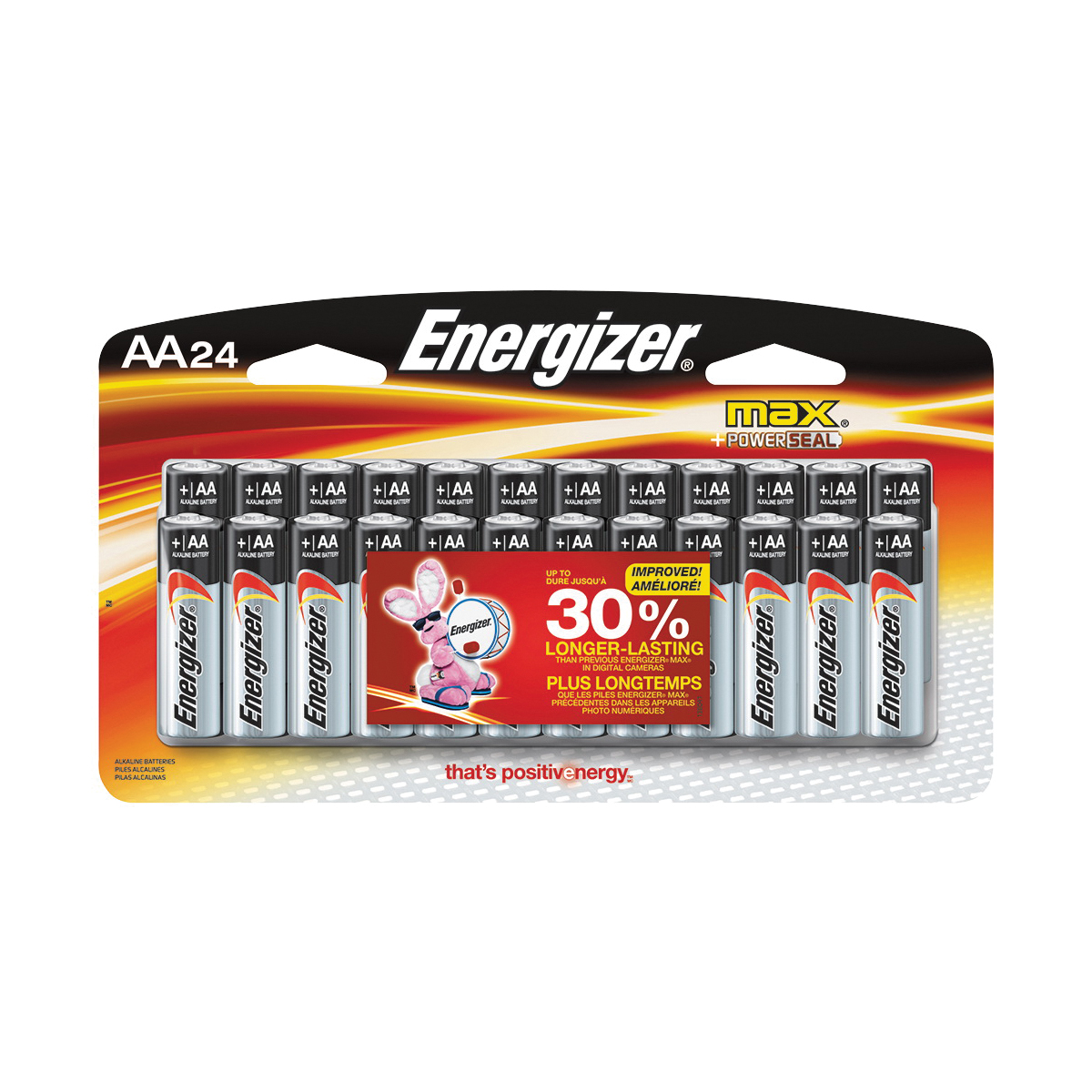 Energizer E91 E91BP-24, 1.5 V Battery, AA Battery, Alkaline, 24 pk