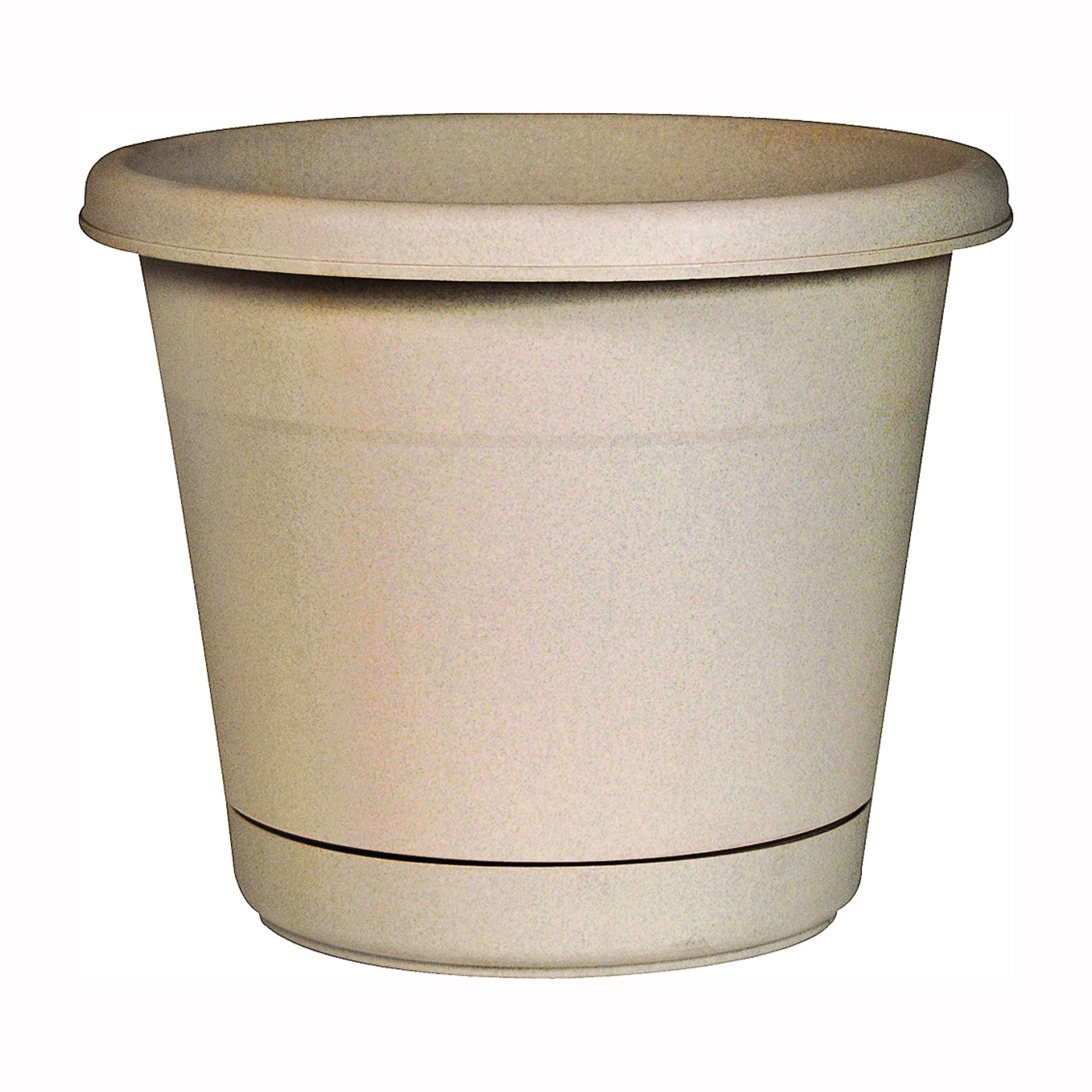 RN1207TA Planter, 11.4 in H, 13-5/8 in W, 13-5/8 in D, Round, Plastic, Oxford Tan