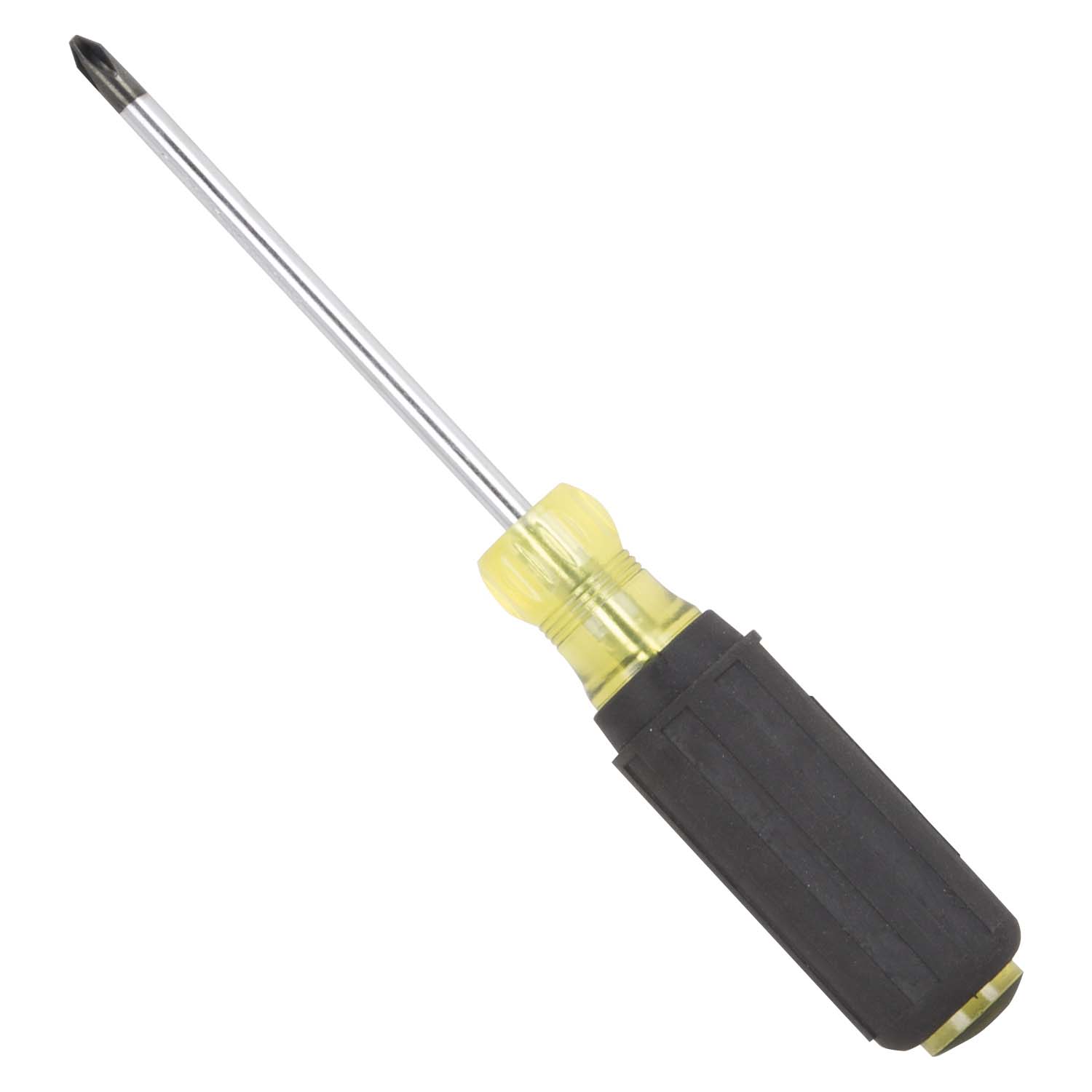 Screwdriver, #2 Drive, Phillips Drive, 8-1/4 in OAL, 4 in L Shank, Plastic/Rubber Handle