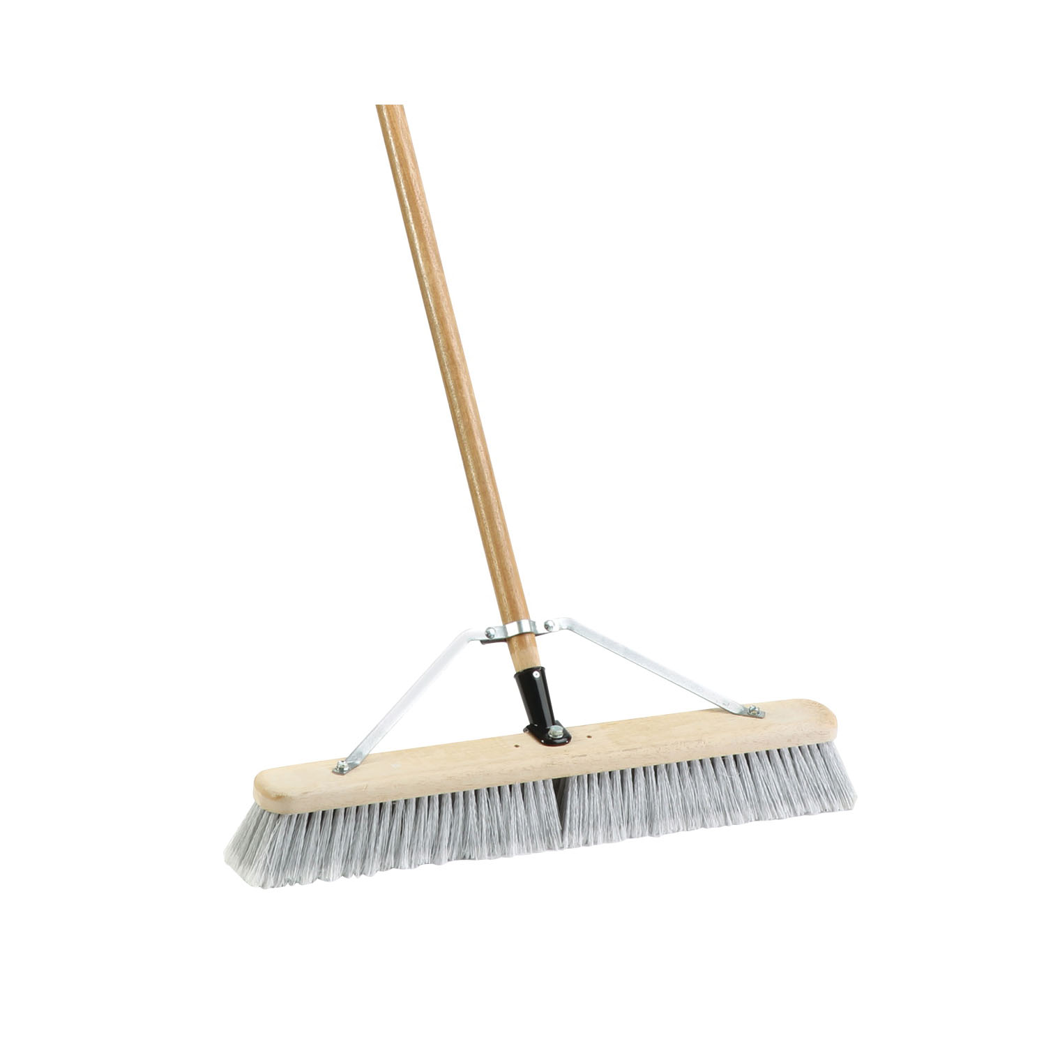93150 Push Broom, 24 in Sweep Face, 3 in L Trim, Fine Flagged Synthetic Bristle, 60 in L, Gray